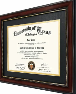 8.5x11 Diploma Frame with Double Mat – Mahogany Finish with Gold Beads, UV-Protection Acrylic, Wall Display for Certificates & 11x14 Documents
