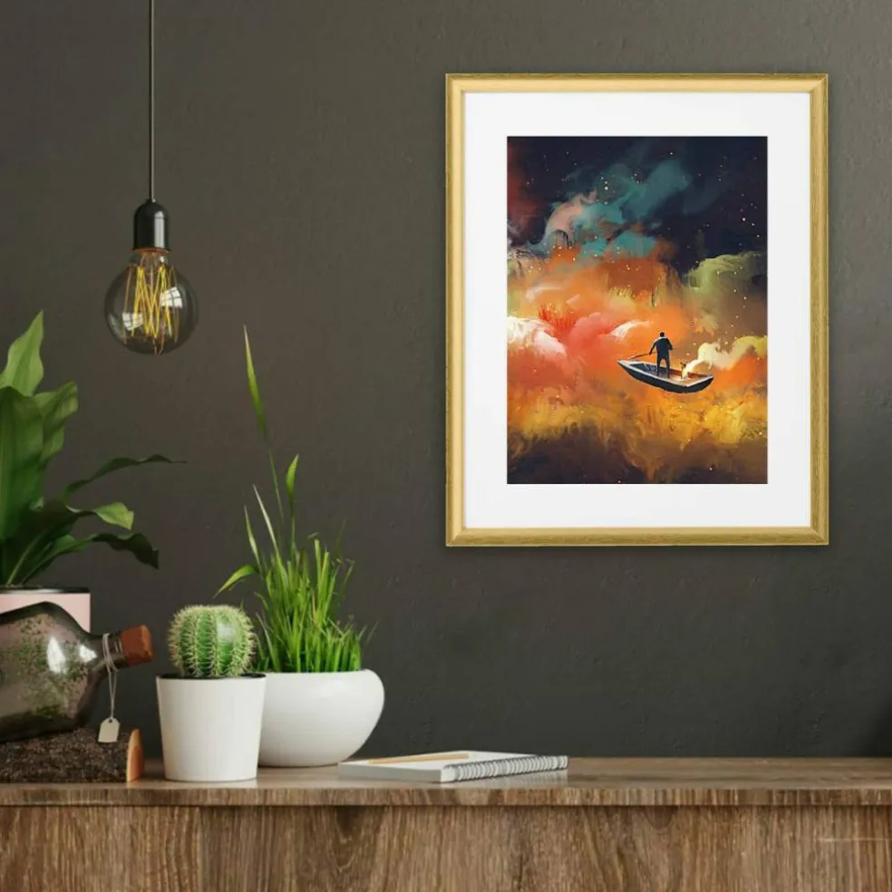 16x20" Elegant Gold Frame Hang Horizontally or Vertically