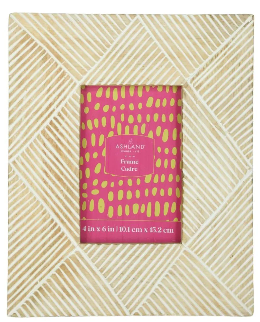 4" x 6" Etched Lines Mango Wood Tabletop Frame by Ashland®