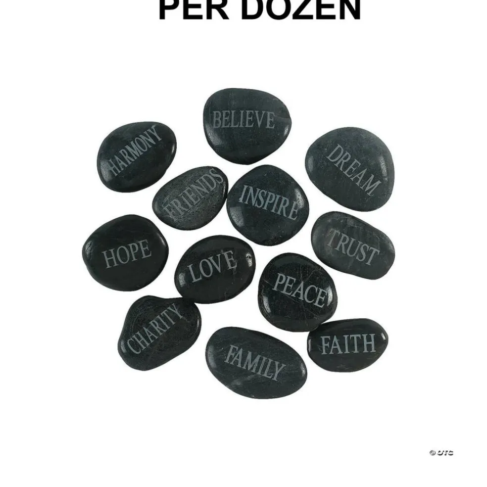2 1/4" x 2 3/4" Faith Worry Smooth and Polished Stones 12 Pcs
