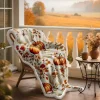 50x60 Fall Pumpkin Flannel Throw Blanket Soft Warm Fleece for Couch Bed