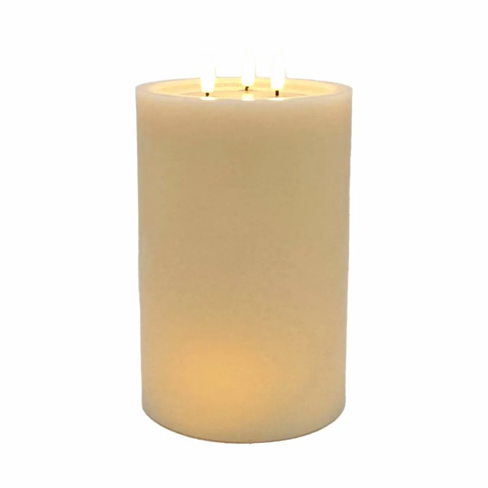 6" x 9" Flickering 3-Wick LED Wax Pillar Candle by Ashland®