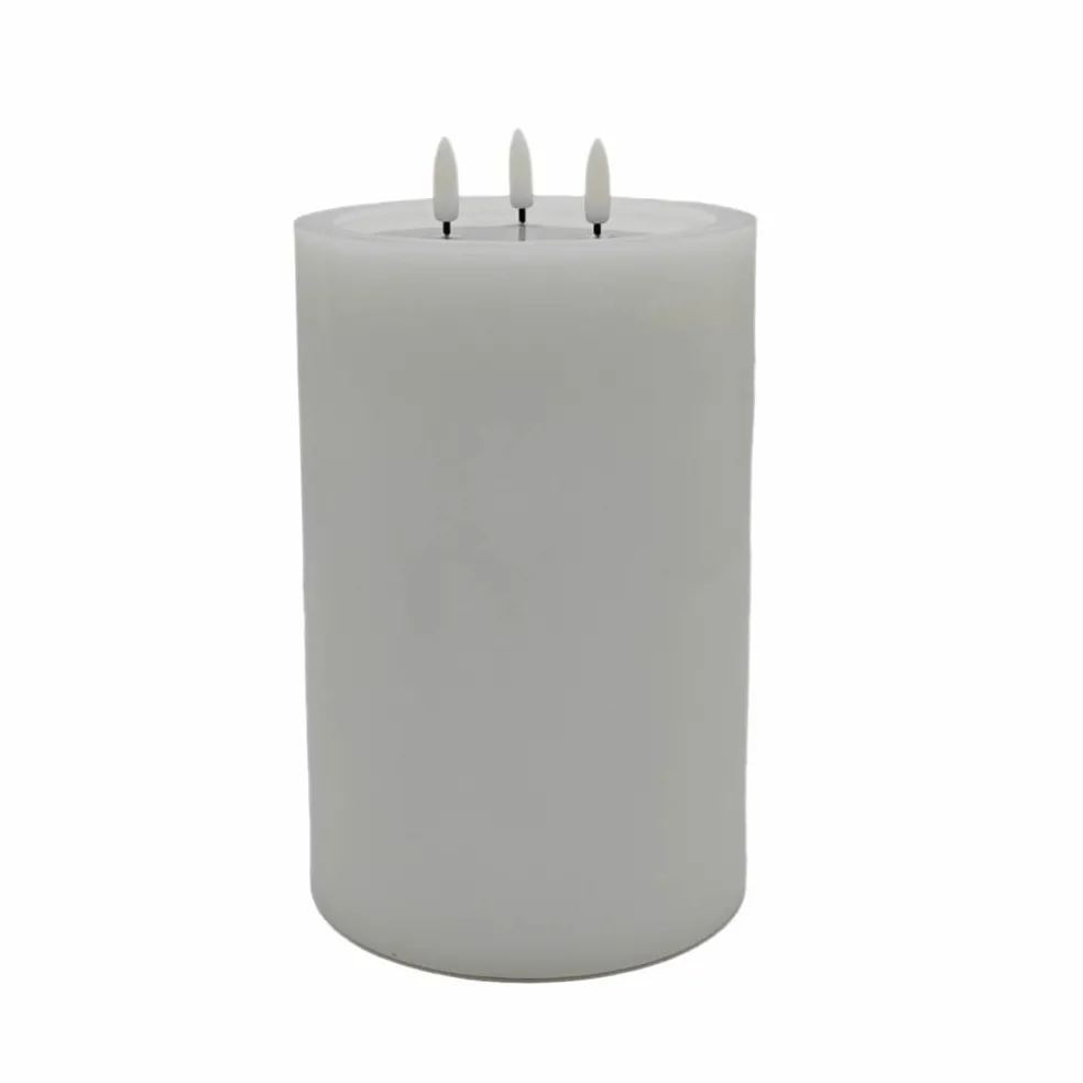 6" x 9" Flickering 3-Wick LED Wax Pillar Candle by Ashland®
