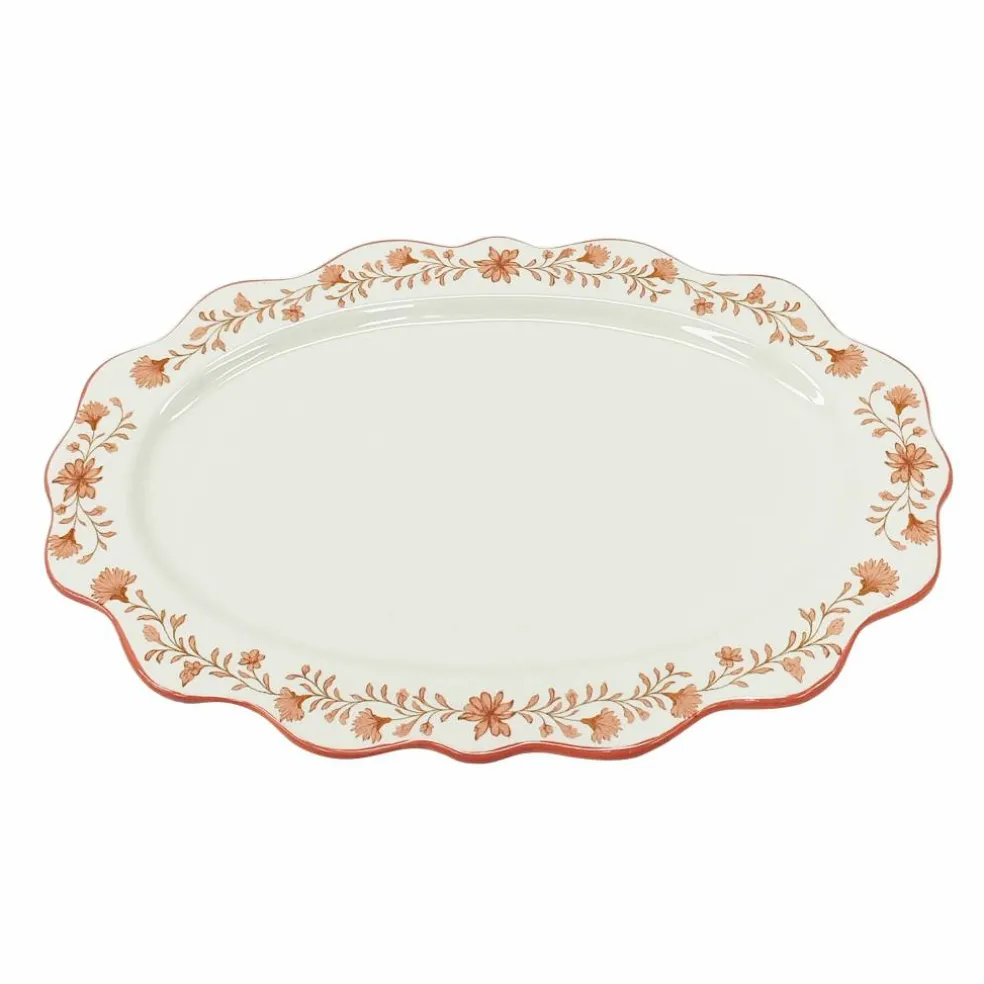 14" x 9.2" Flower Ceramic Oval Plate by Celebrate It™