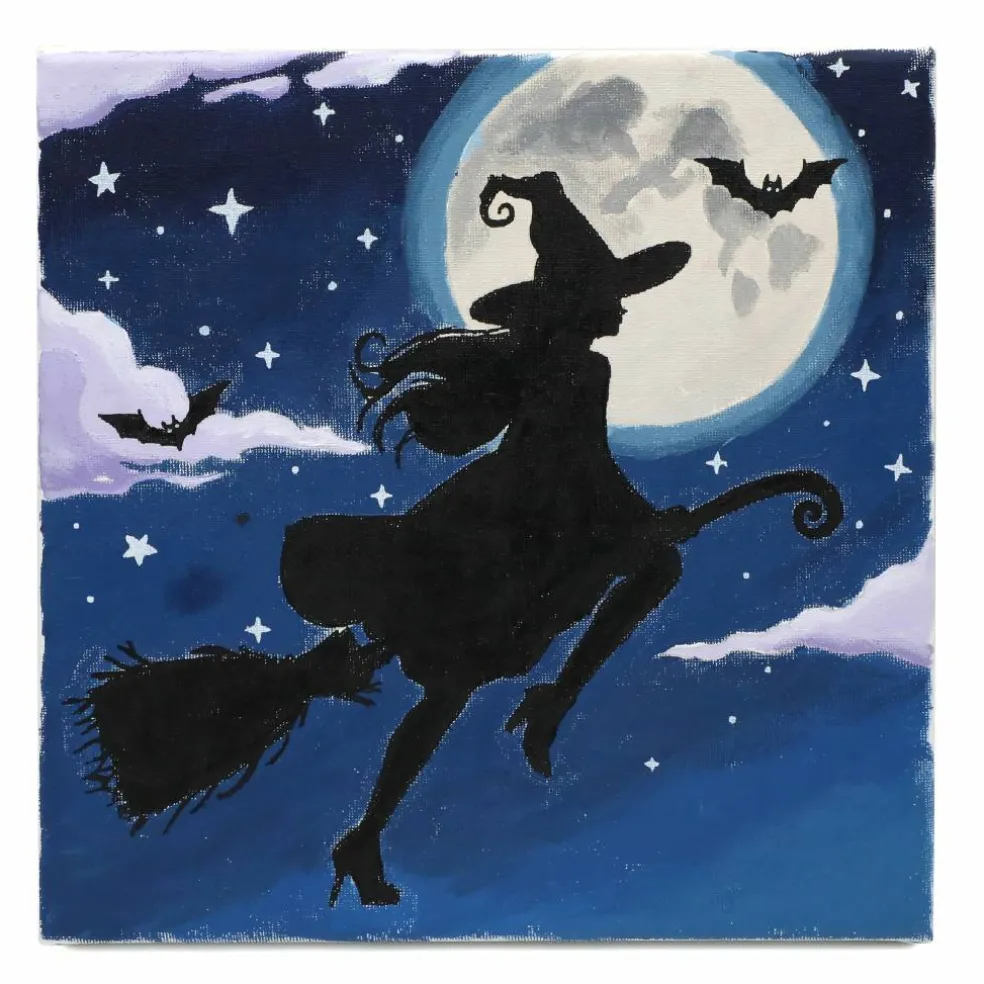 11" x 11" Flying Witch Canvas Painting Kit by Craft Smart®