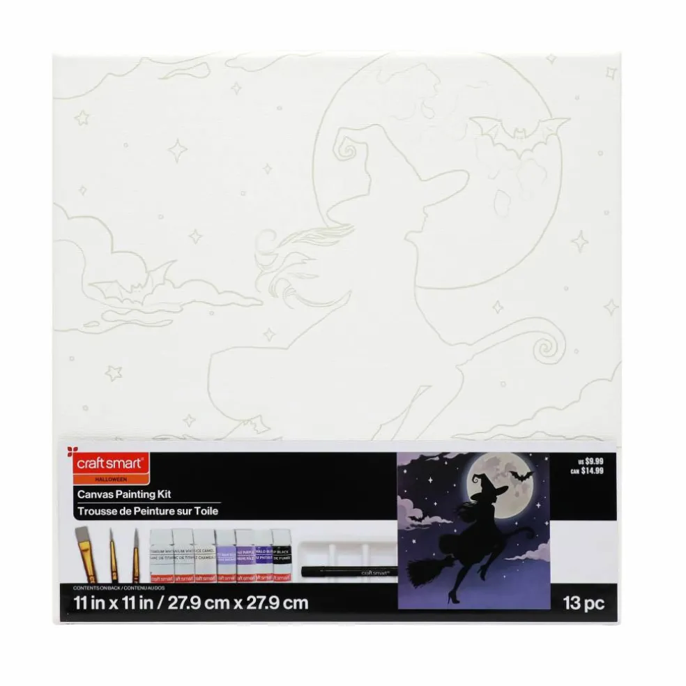11" x 11" Flying Witch Canvas Painting Kit by Craft Smart®