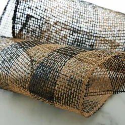 10" x 19ft. Black & Natural Plaid Poly Burlap Mesh by Celebrate It™