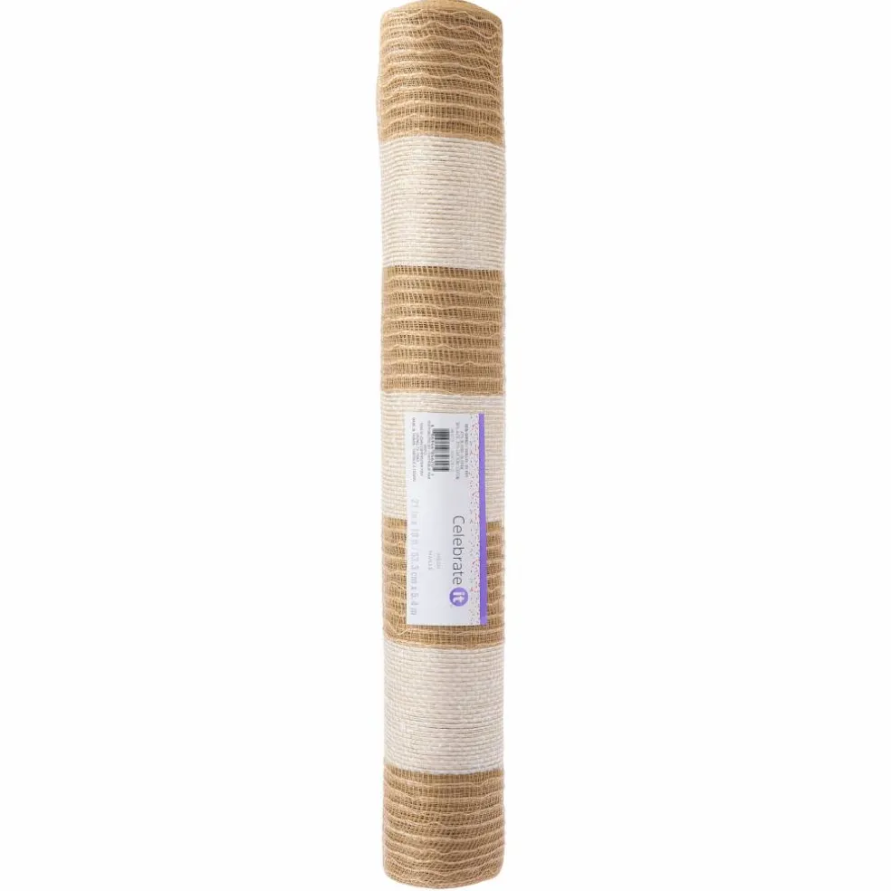 21" x 18ft. Jute Mesh Striped Ribbon by Celebrate It® Occasions™