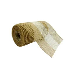 5.5" x 24ft. Mesh Jute & Cotton Wide Stripe Ribbon by Celebrate It®