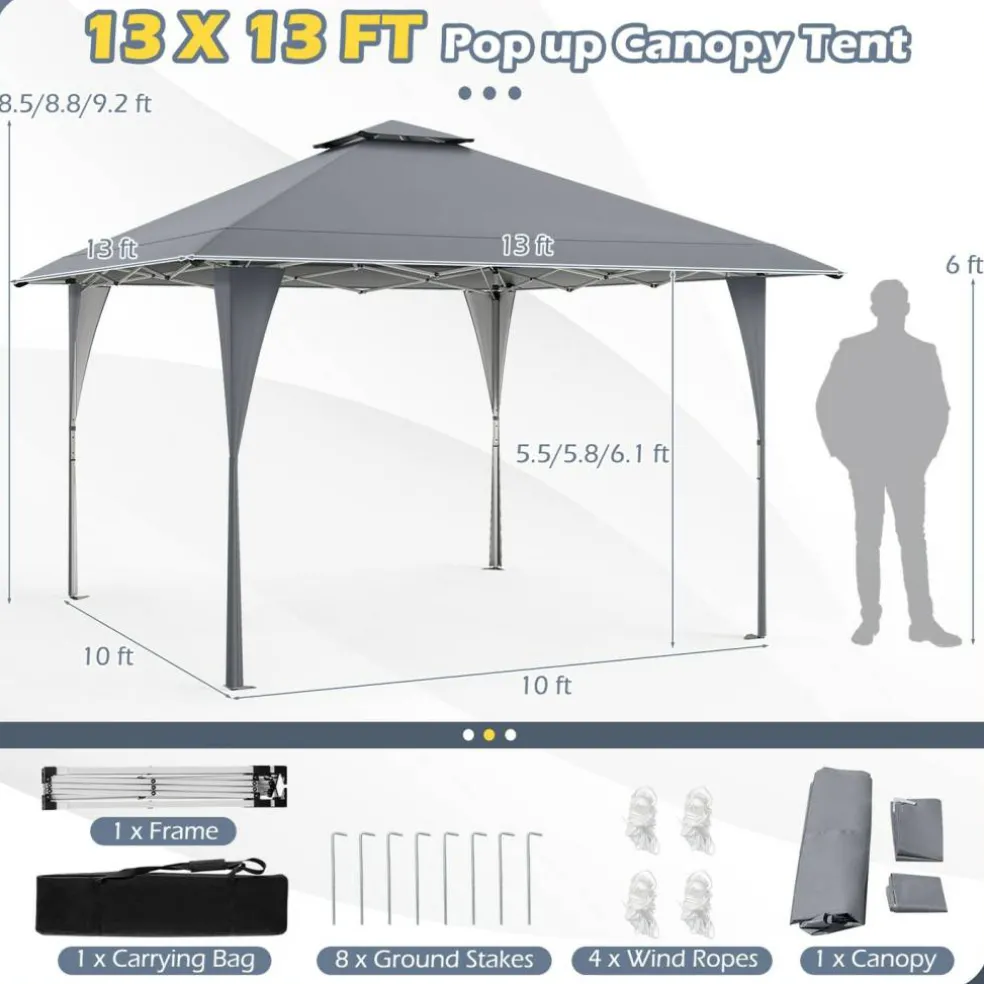 13x13 FT Outdoor Pop Up Canopy Tent with Carrying Bag
