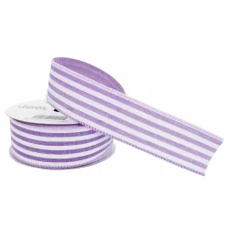 1.5" x 30ft. Stripe Faux Linen Wired Ribbon by Celebrate It™ Décor