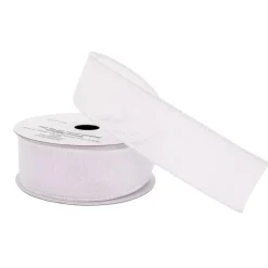 1.5" x 20ft. White Wired Faux Linen Ribbon by Celebrate It™