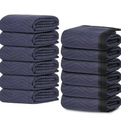 80"x72" Furniture 24 Moving Blankets Protective Shipping Packing Pads Blue/Black