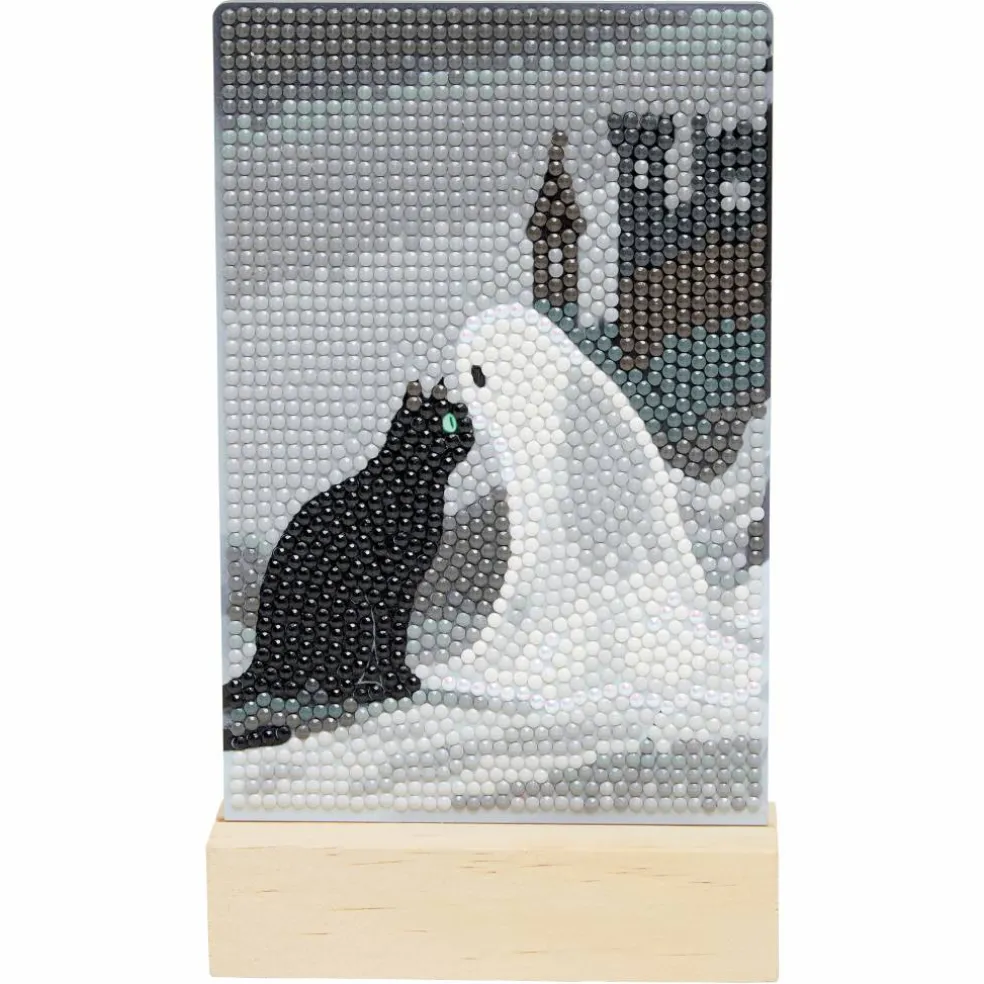 4" x 6" Ghost & Cat Acrylic Surface Diamond Art Kit with Wood Stand by Make Market®