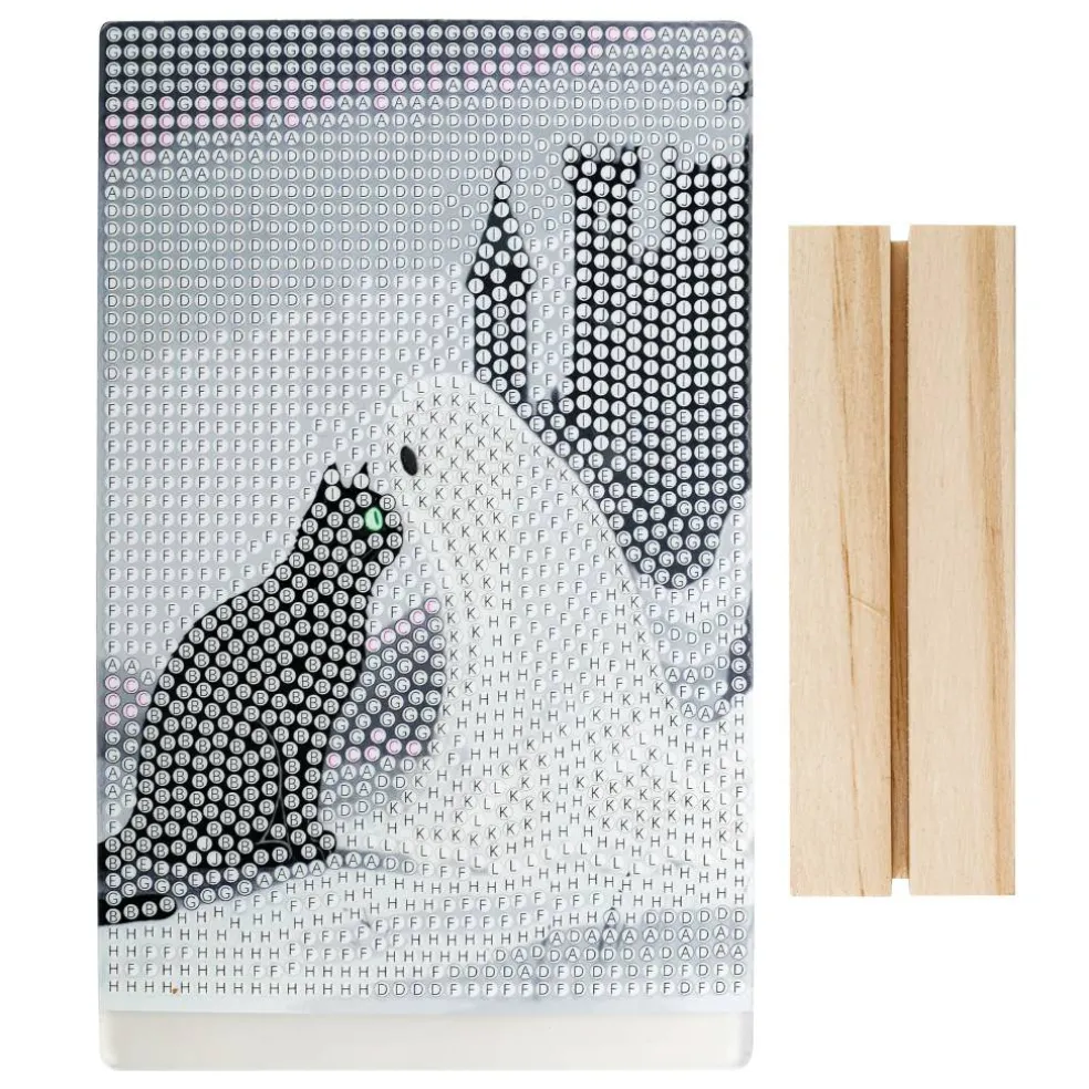 4" x 6" Ghost & Cat Acrylic Surface Diamond Art Kit with Wood Stand by Make Market®