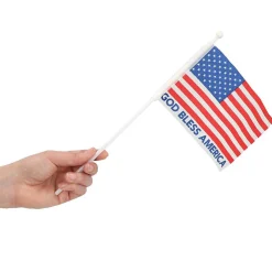 6" x 4" God Bless America USA Flags on Plastic Sticks 12 Pc.