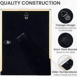 5x7 Gold Metal Enamel Picture Frame with Green Finish, Aluminum Photo Frame with Tempered Glass & Easel for Wall or Tabletop Display, Modern Gift Frame for Home & Office Decor