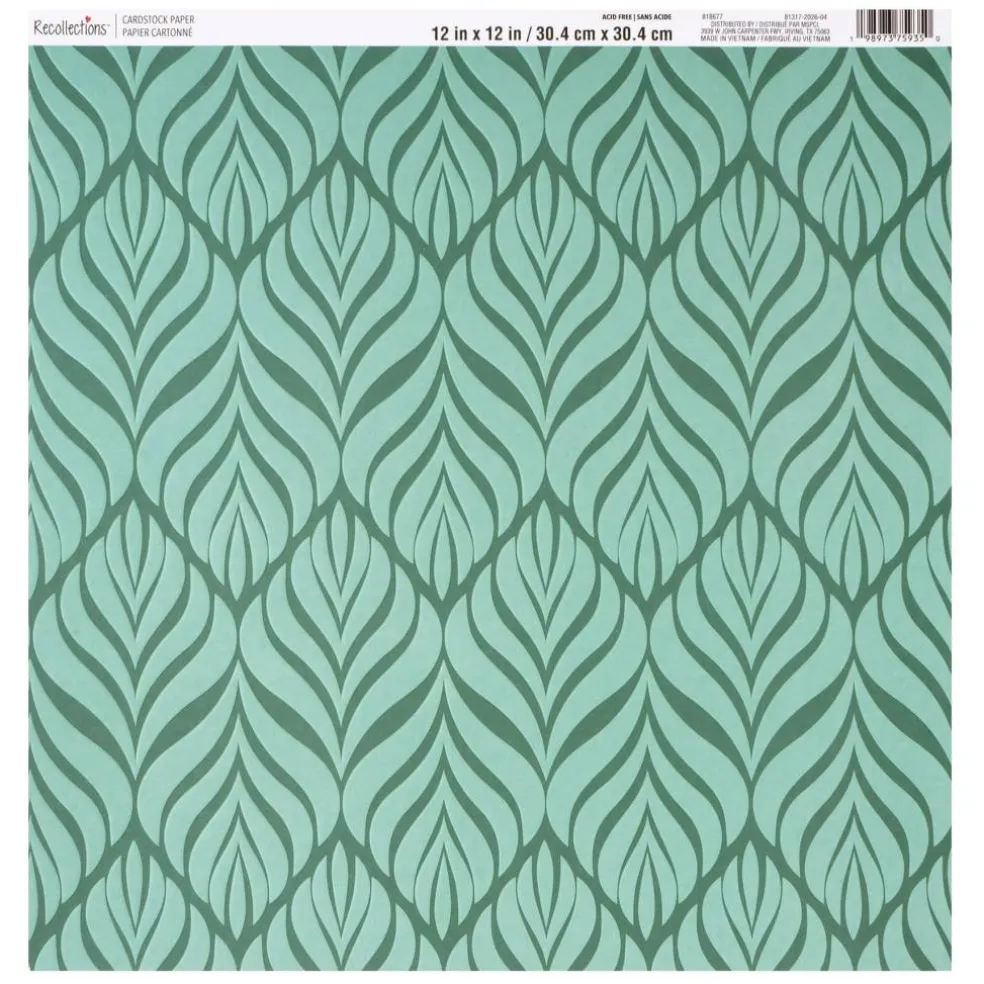 12" x 12" Green Leaf Embossed Cardstock Paper by Recollections™