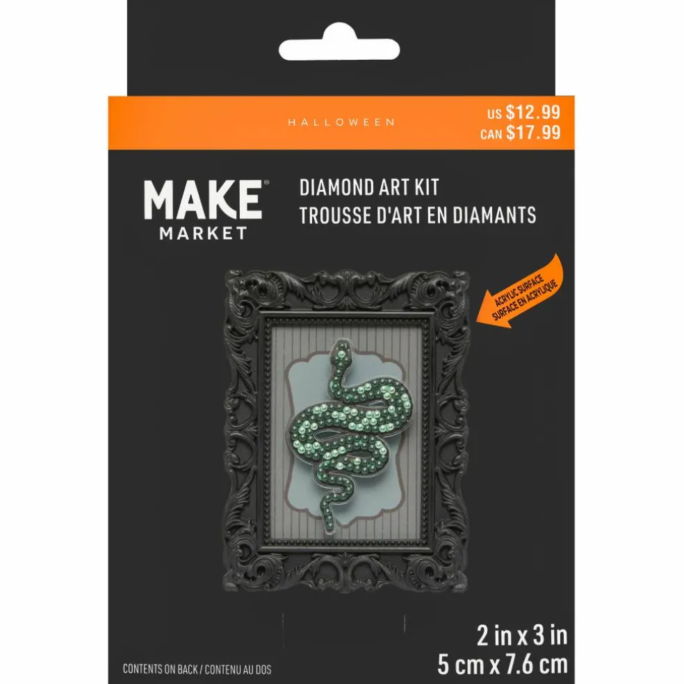 2" x 3" Green Snake Acrylic Surface Diamond Art Kit with Frame by Make Market®