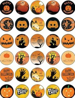 30 x Halloweeen Themed Edible Cupcake Toppers | Uncut on Wafer Sheet- Qty 30-1.5” each