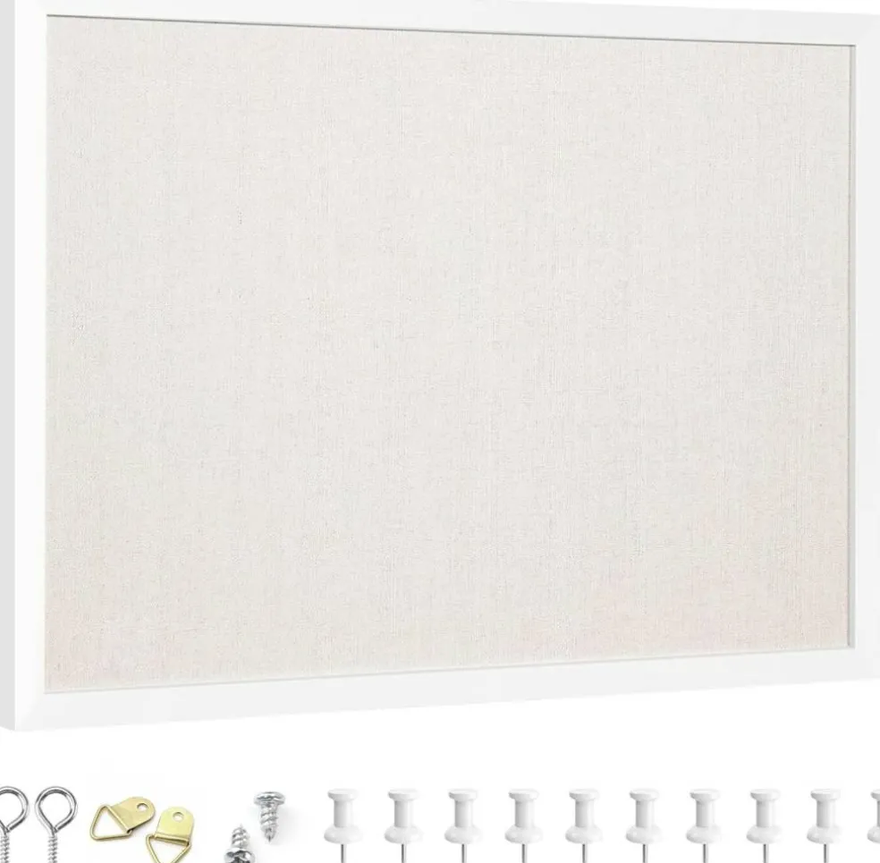 13.3"x17.7" inch Bulletin Board with Linen(White)