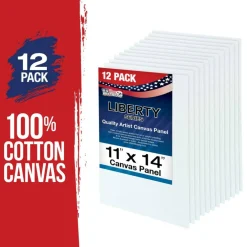 11 X 14 Inch Professional Art Canvas Board Panels 12 Pack - 8 Ounce Heavyweight Cotton Acid Free Canvases for Painting Acrylics and Watercolor (1 Case of 12 Single Canvas Painting Panels)