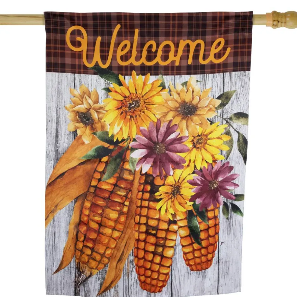 40" x 28" Indian Corn Welcome Fall Harvest Outdoor House Flag