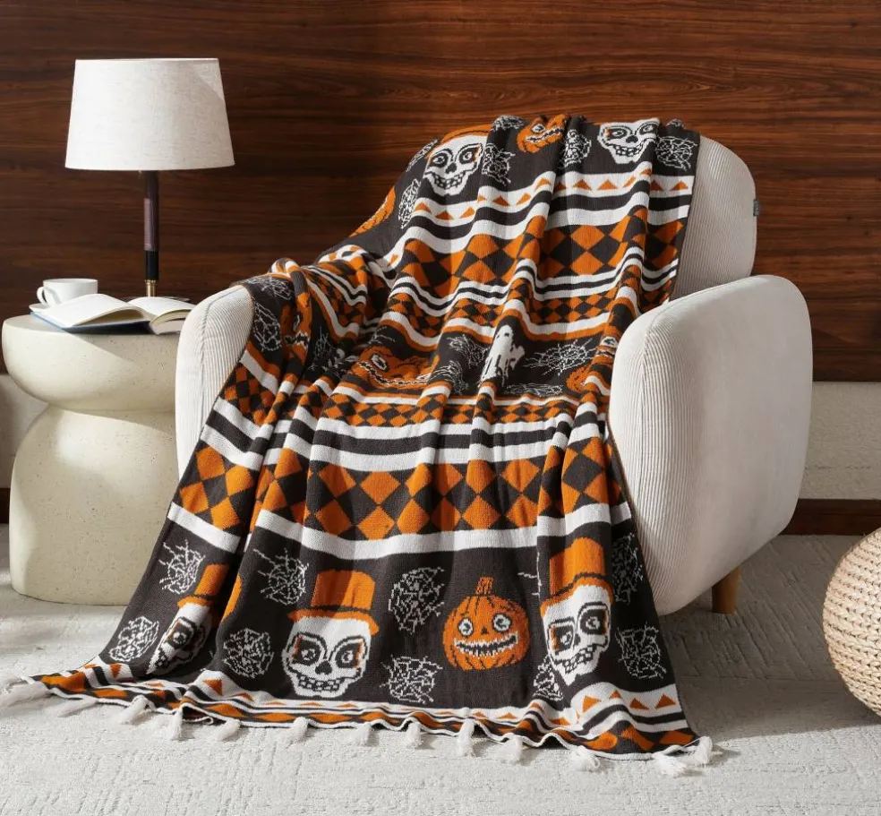 50" x 60" Jack-O'-Lantern, Ghost & Skeleton Throw Blanket by Ashland®
