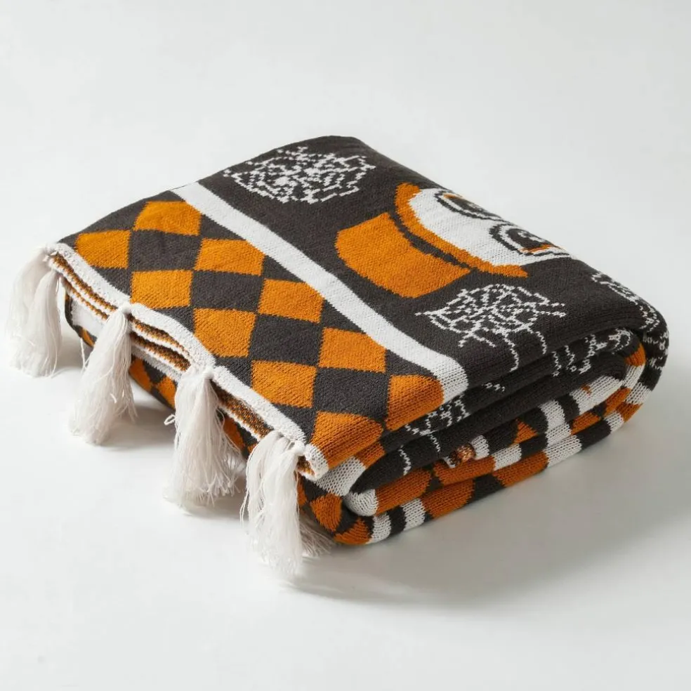 50" x 60" Jack-O'-Lantern, Ghost & Skeleton Throw Blanket by Ashland®