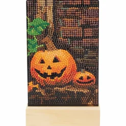 4" x 6" Jack-o'-Lanterns Acrylic Surface Diamond Art Kit with Wood Stand by Make Market®