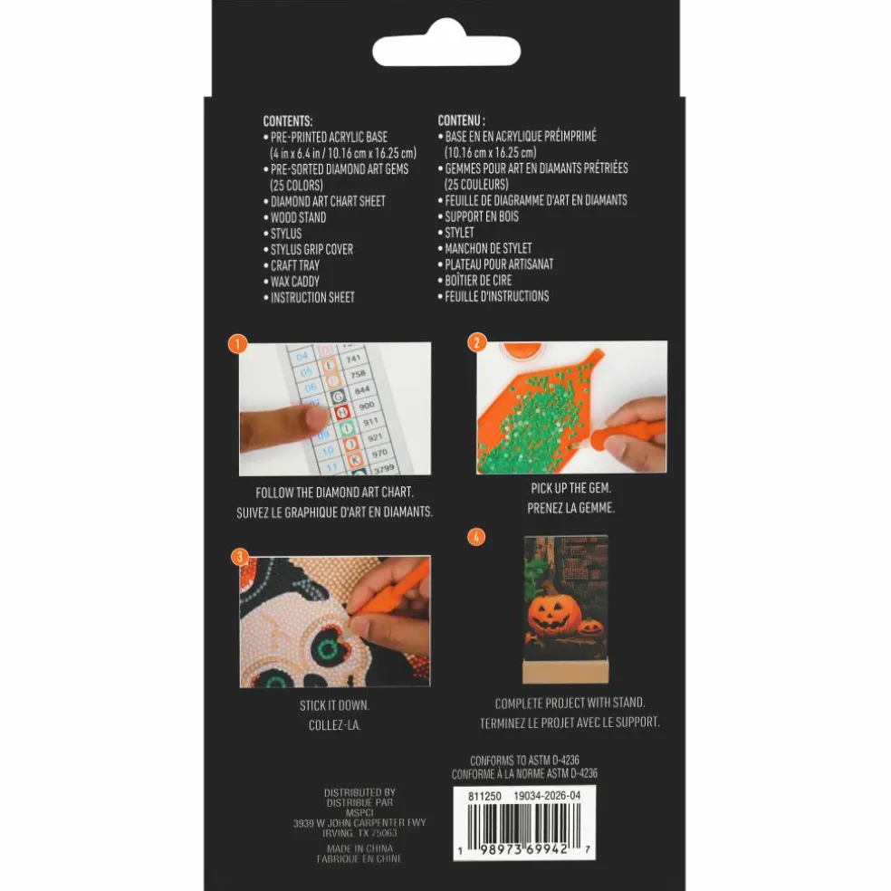 4" x 6" Jack-o'-Lanterns Acrylic Surface Diamond Art Kit with Wood Stand by Make Market®