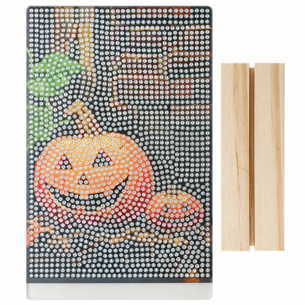 4" x 6" Jack-o'-Lanterns Acrylic Surface Diamond Art Kit with Wood Stand by Make Market®