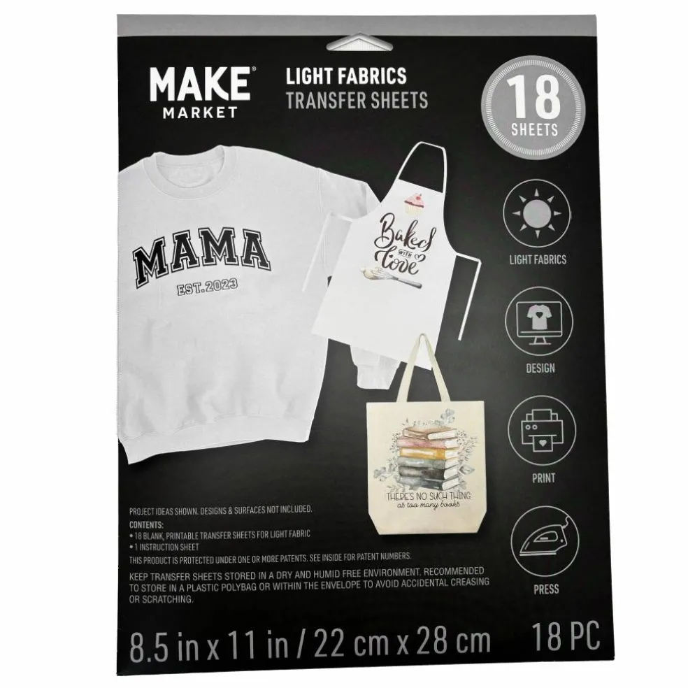 8.5" x 11" Light Fabric Transfer Sheets, 18ct. by Make Market®