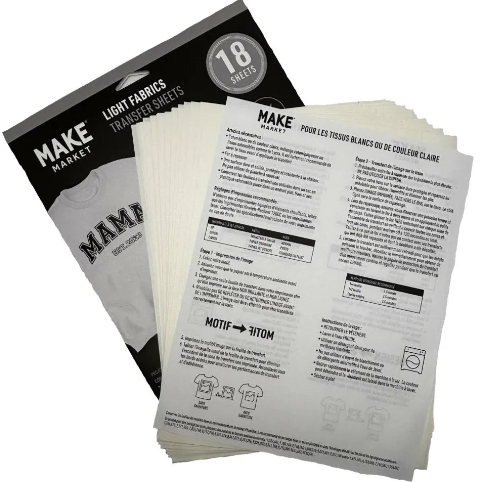 8.5" x 11" Light Fabric Transfer Sheets, 18ct. by Make Market®