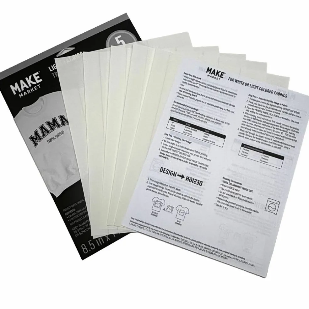 8.5" x 11" Light Fabric Transfer Sheets, 5ct. by Make Market®
