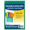 XL Reusable Envelopes, Hook and Loop Closure, 8 1/2 x 11, Assorted Colors, Pack of 10