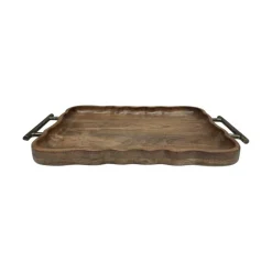 18.6" x 11.8" Mango Wood Tray with Metal Handles by Ashland®