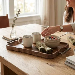 18.6" x 11.8" Mango Wood Tray with Metal Handles by Ashland®
