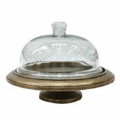 10" x 7" Metal Cake Stand with Glass Cloche by Ashland®