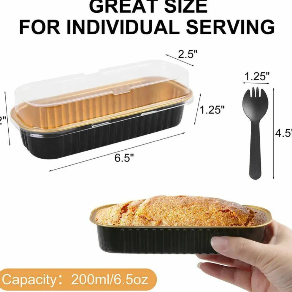 50x Mini Aluminum Foil Cake Pans with Lids Disposable Muffin Baking Tins