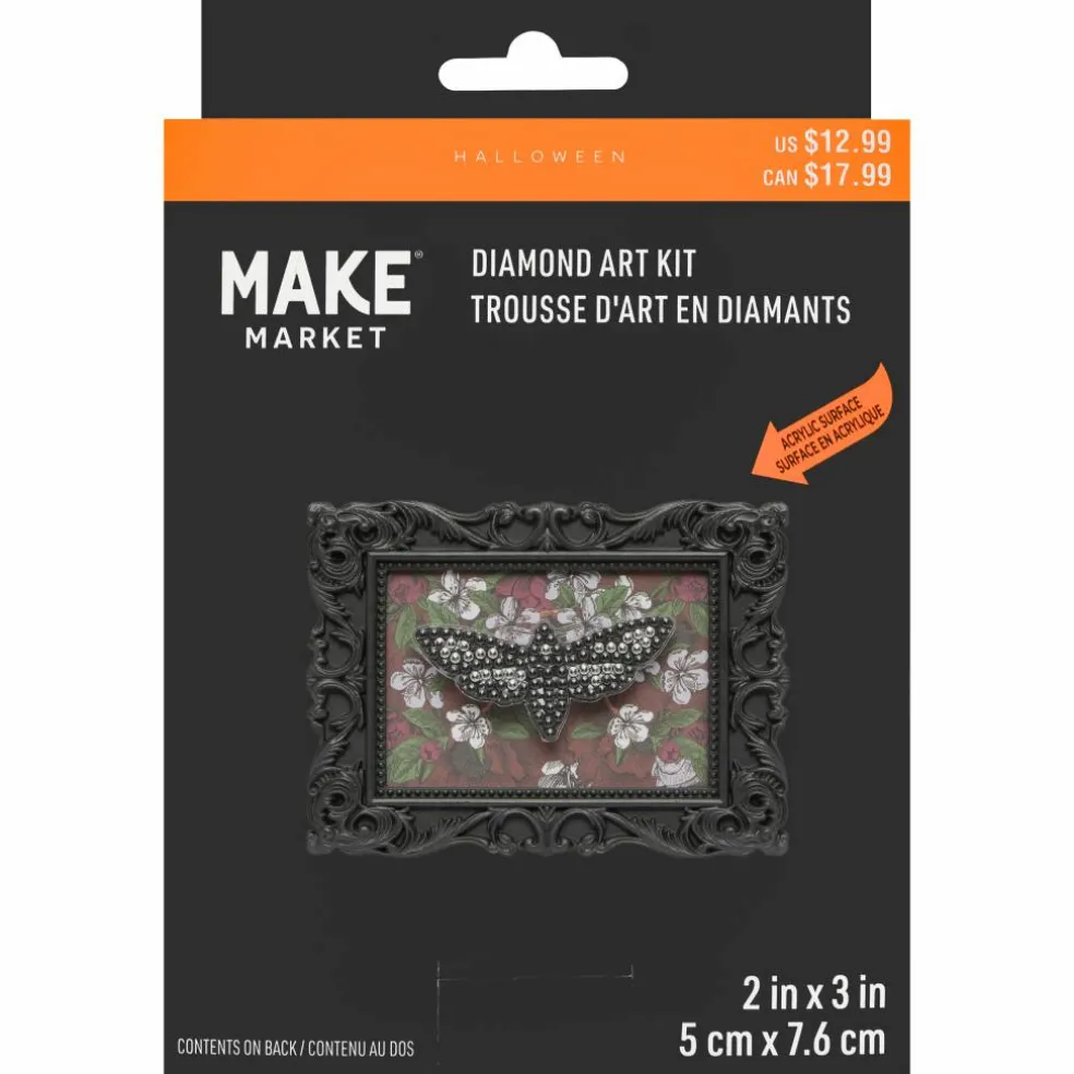 2" x 3" Moth Acrylic Surface Diamond Art Kit with Frame by Make Market®