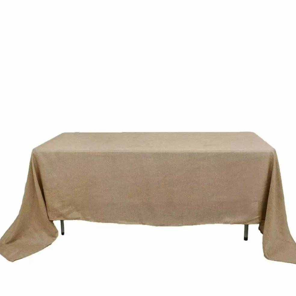 60x102" Natural Rectangular Faux Burlap Tablecloth Wedding Party Decorations