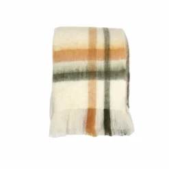 50" x 60" Orange, Green & Cream Plaid Throw by Ashland®