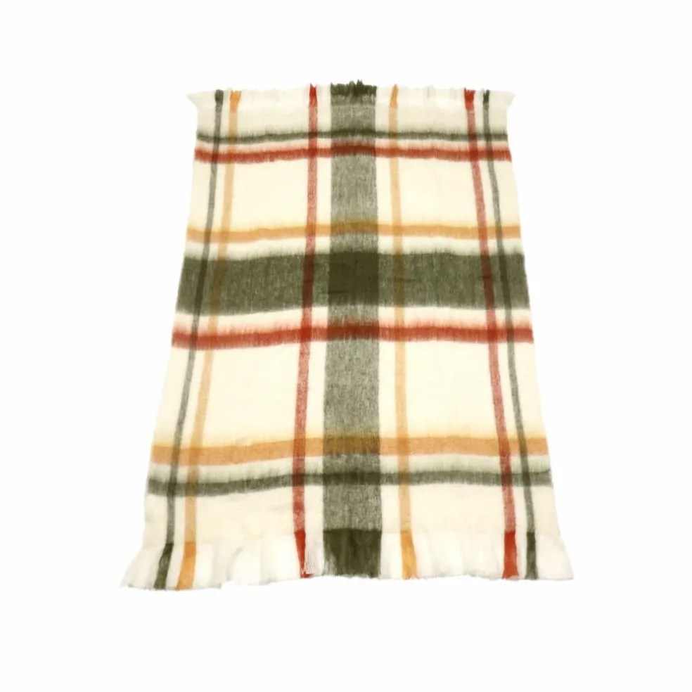50" x 60" Orange, Green & Cream Plaid Throw by Ashland®