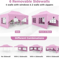 10x20 Pop Up Canopy Tent with Sidewalls and Windows for Outdoor Events