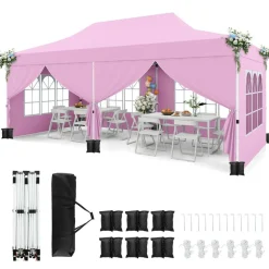 10x20 Pop Up Canopy Tent with Sidewalls and Windows for Outdoor Events