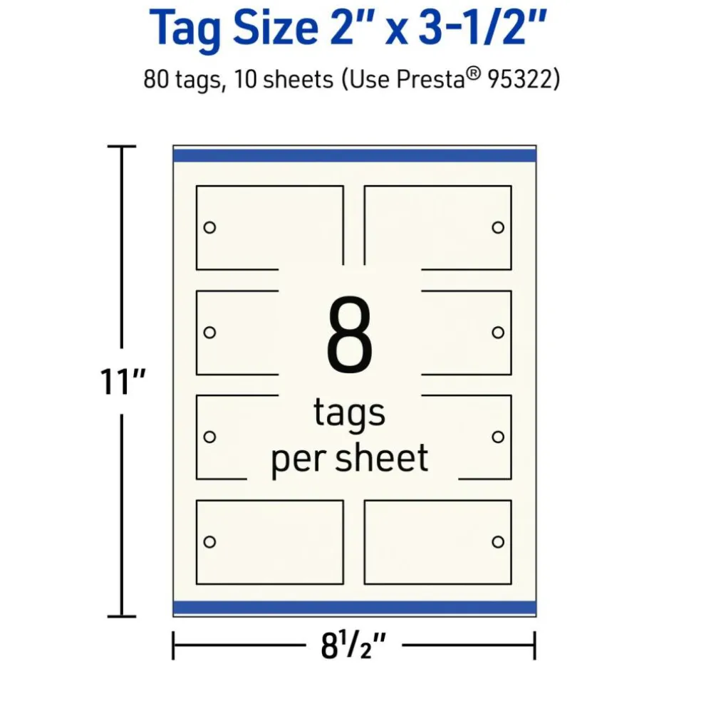 2" x 3-1/2" Rectangle, Matte Ivory Printable Tags
