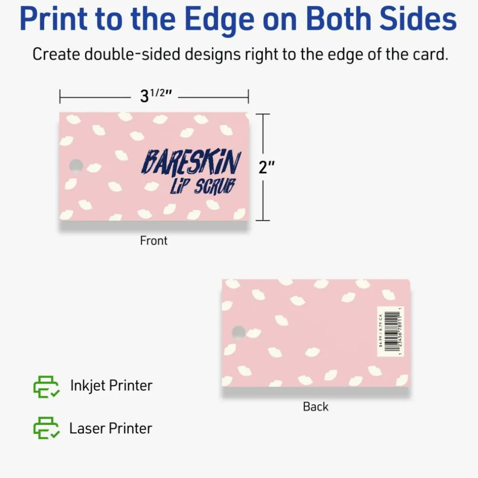 2" x 3-1/2" Rectangle, Matte Ivory Printable Tags