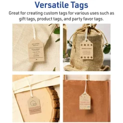2" x 1-1/4" Rectangle Scalloped Edge, Kraft Brown Printable Tags