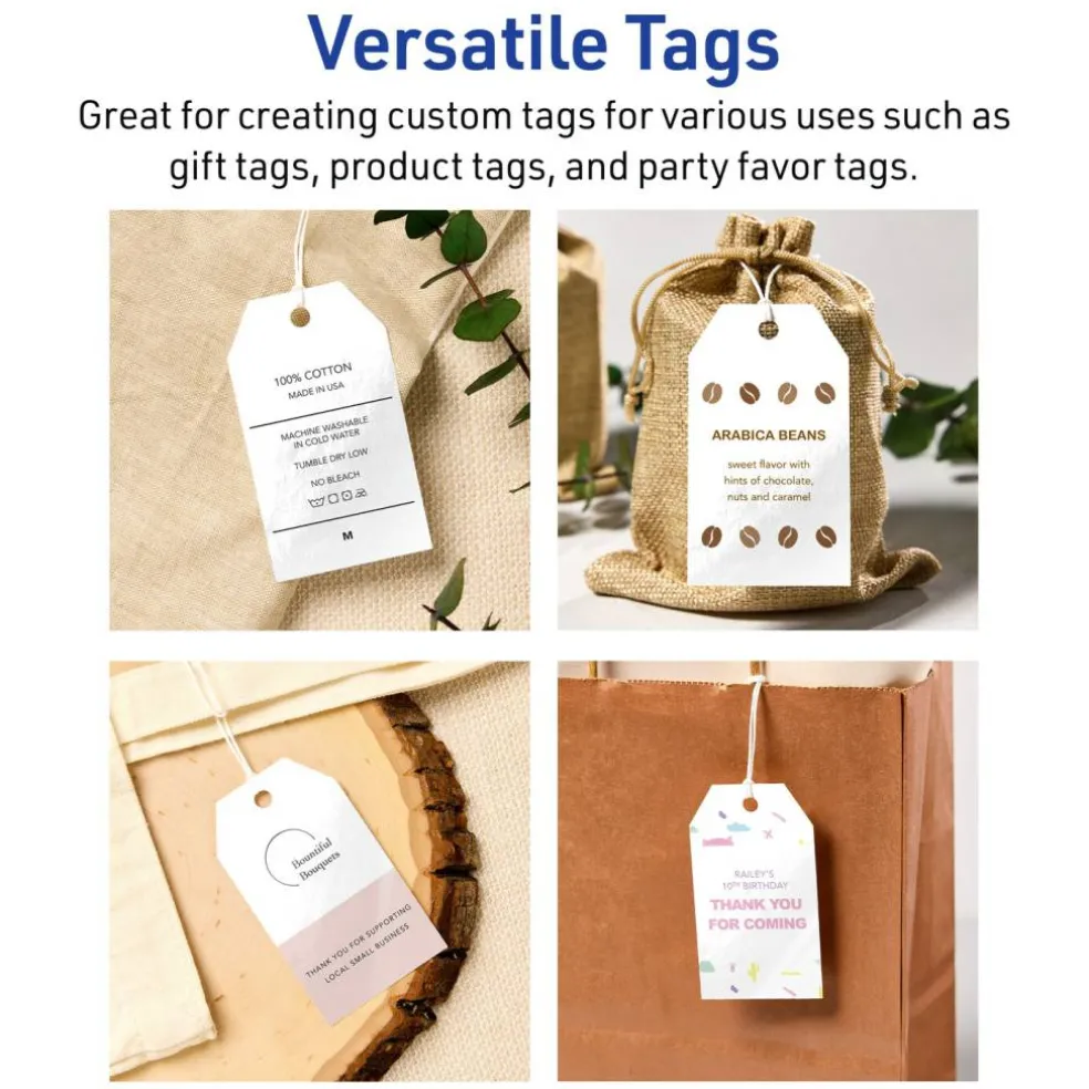 2" x 3-1/2" Rectangular Banner, Glossy White Printable Tags